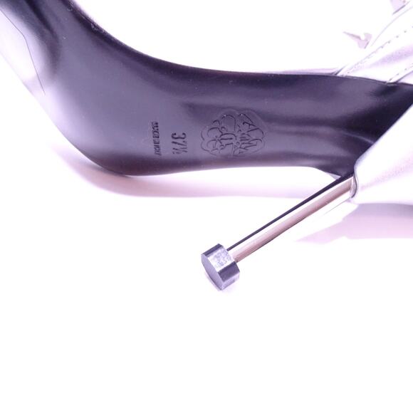 Alexander Mcqueen Silver Leather Metal Studded Heeled Sandals 37.5 NIB 1,390 - Picture 12 of 15